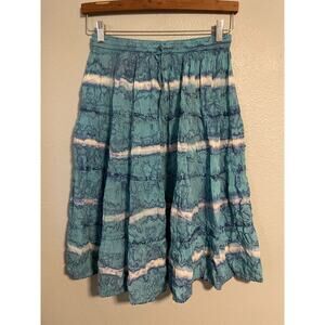 Sakkas Maxi Skirt Womens Free Size Boho Crinkle Blue Tie Dye Pull On Flowy Boho